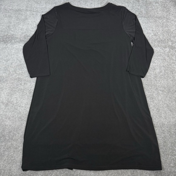 NWT Chico's Midi Dress Women's 4 (20) Black Double Layer 3/4 Sleeve Party Office - Picture 2 of 8